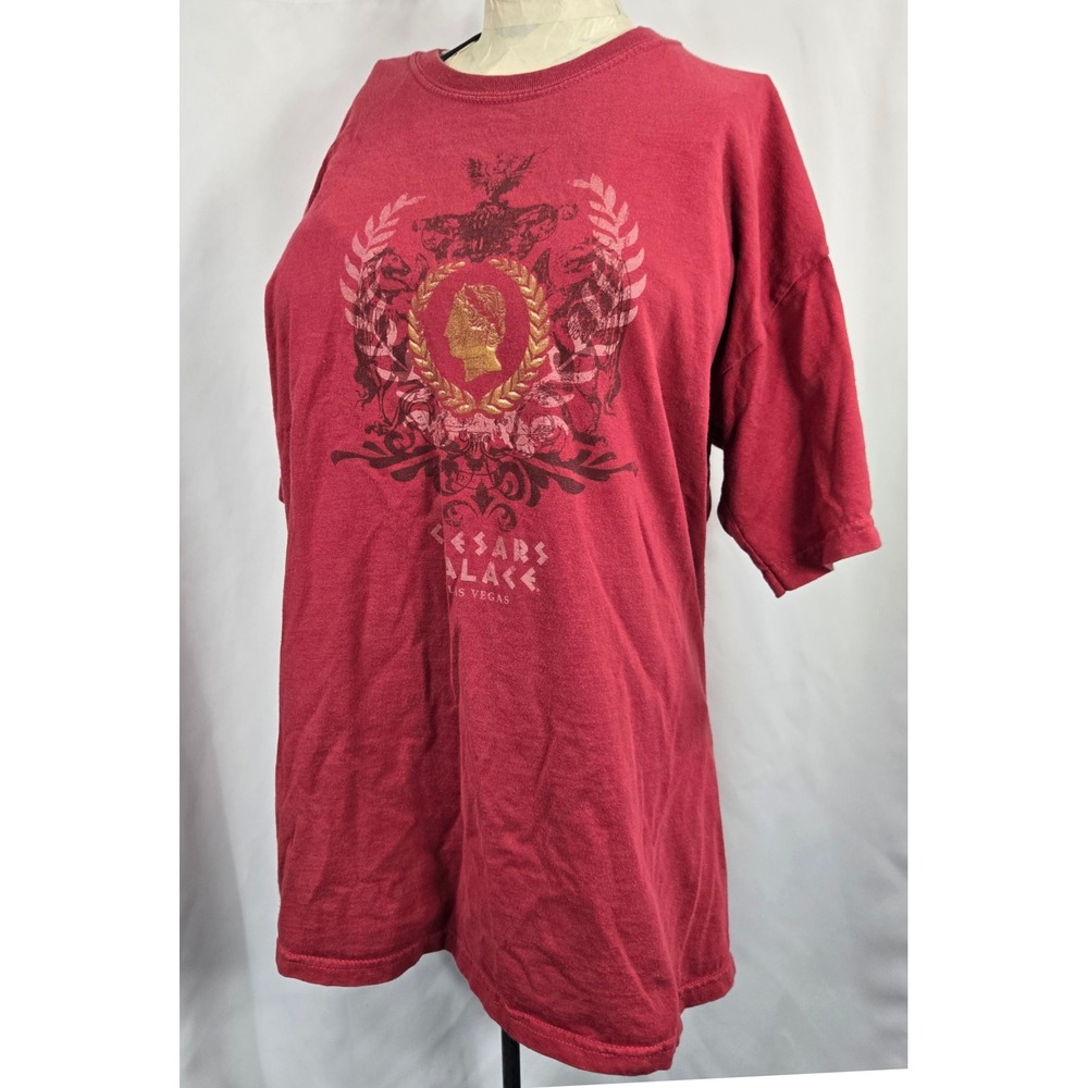 Vintage Caesars Palace Las Vegas T-Shirt Graphic Tee Red Tourist Souvenir Medium